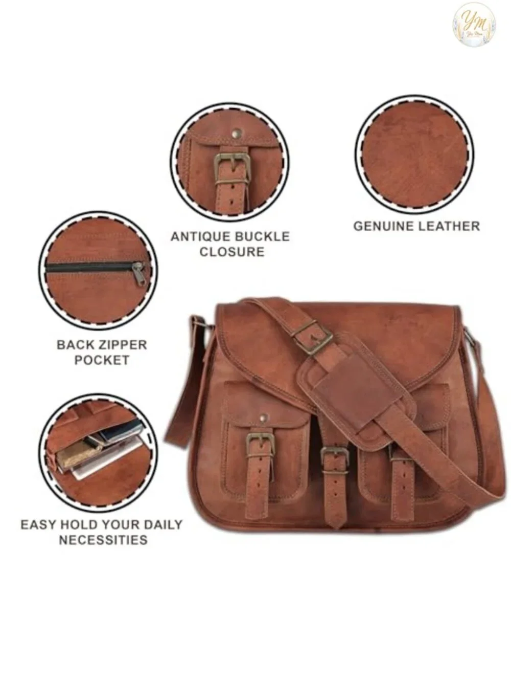 Genuine Leather Satchel Purse Women Crossbody Shoulder Bag Travel Tote
